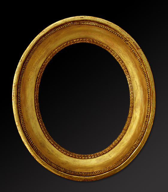 cadre tableau bois doré ovale